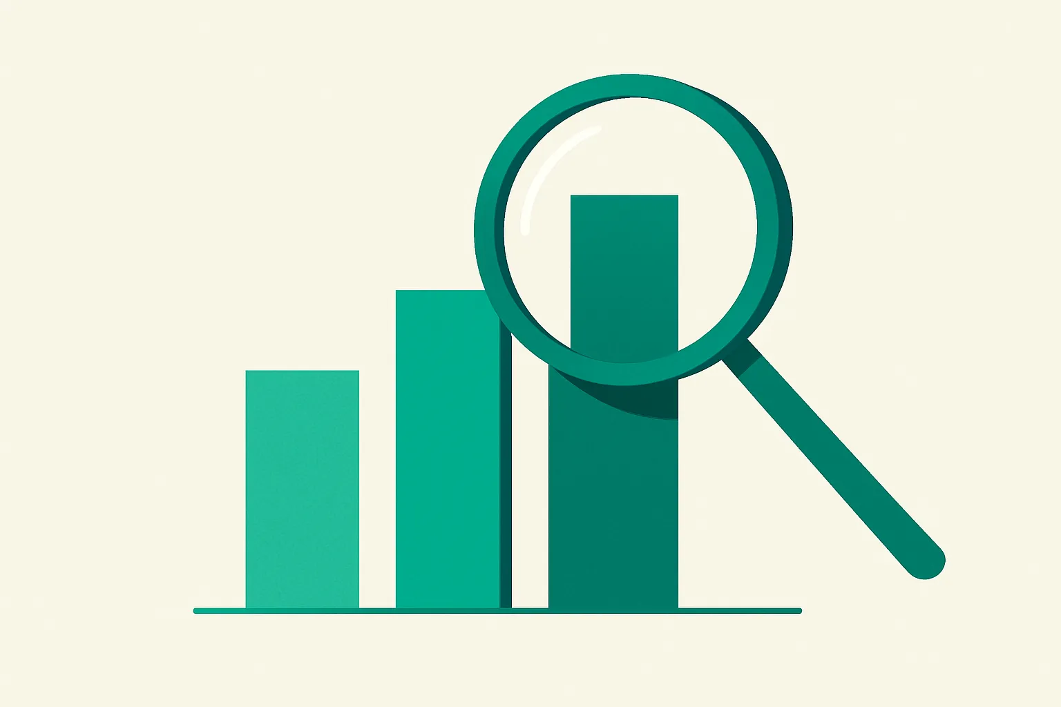 Illustration of three ascending cost bars over three years examined under a magnifying glass, representing total cost of ownership